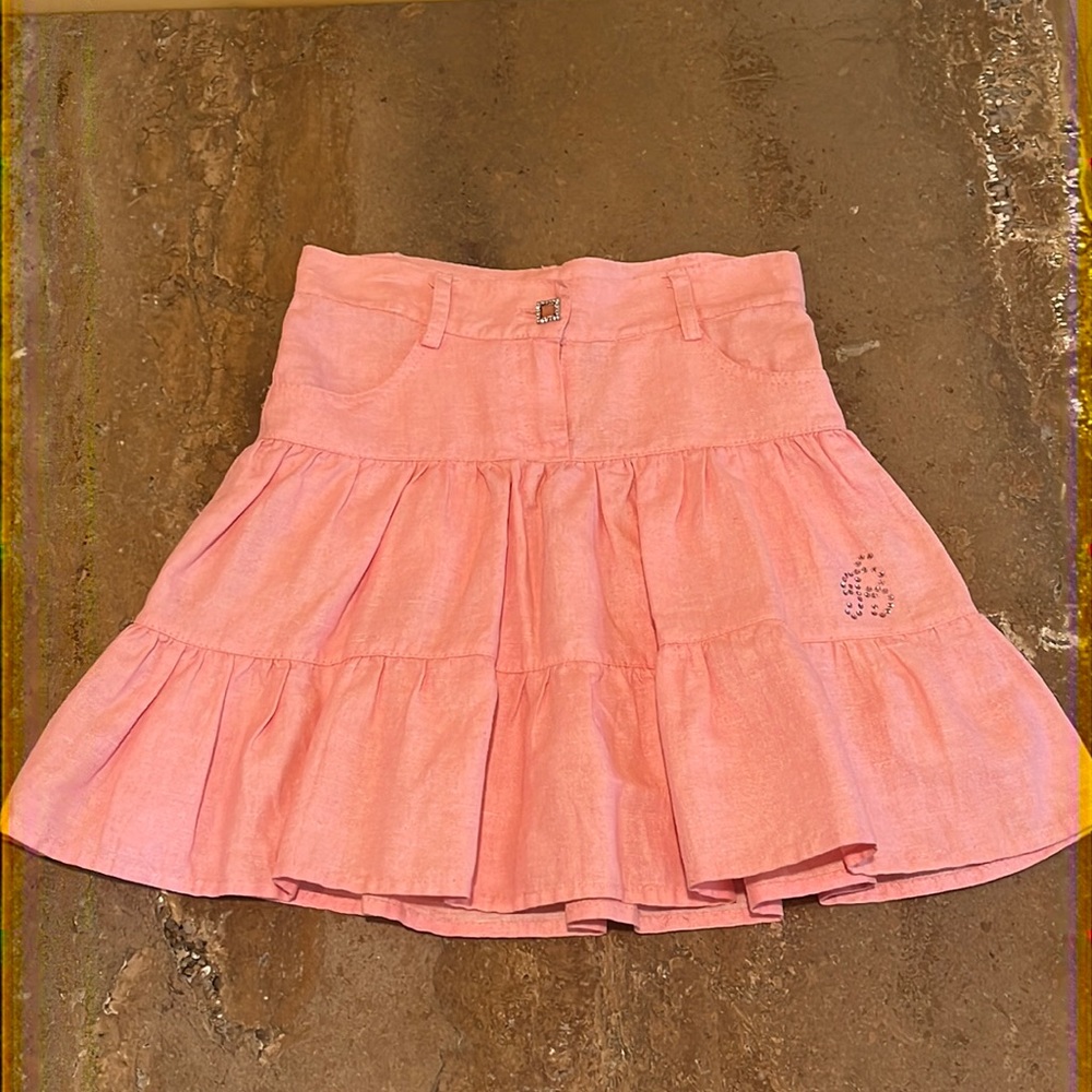 Miss Blumarine skirt girls sz 6 pink linen *NWT*